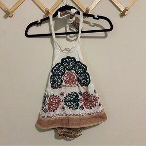 Altar’d State White Embroidered Halter Crop medium